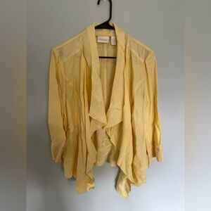 Chico’s Yellow Lightweight Cardigan Jacket Size 2 Draped Open Front Shimmer